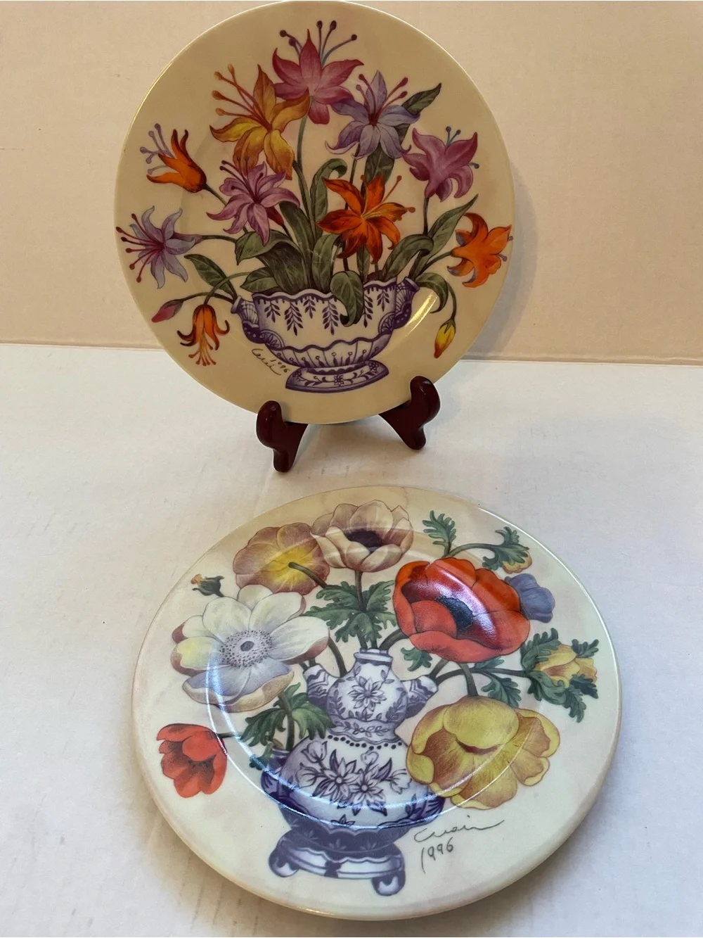Vintage Limoges l. Godinger decorative flower plates (2)